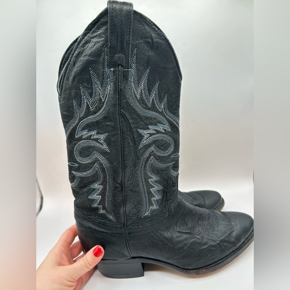 Abilene Boot Co. Shoes - Vintage Abilene Pointed Toe Black Leather Cowboy Cowgirl Western Boots Size 9